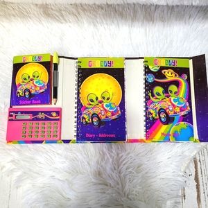 Vintage Lisa Frank Planner Organizer Groovy Aliens Working Calculator Tri Fold